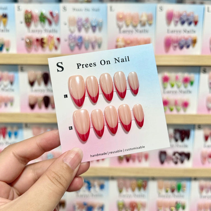 Customizable Press-On Nails with Elegant French Tip Design