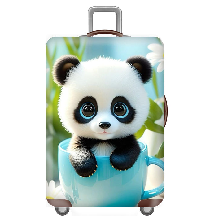 Unisex non-elastic suitcase cover for hard shell trolley with cute panda design, stretch protective cover with handle and wheel openings Stornfield