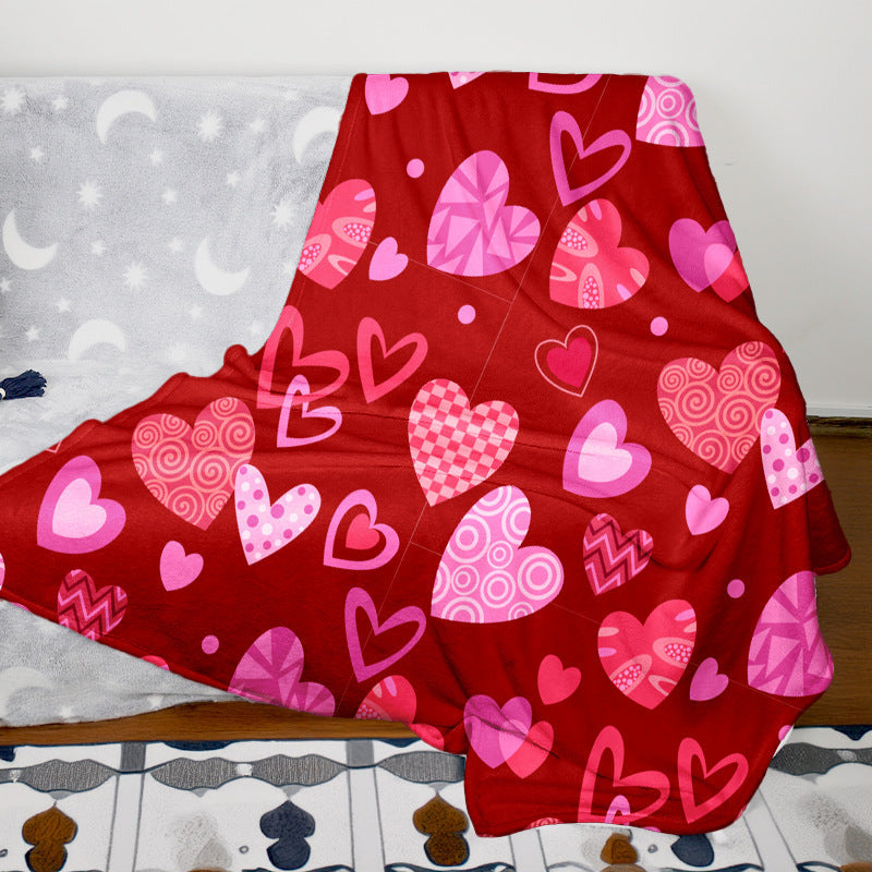 Heart Pattern Fleece Throw Blanket