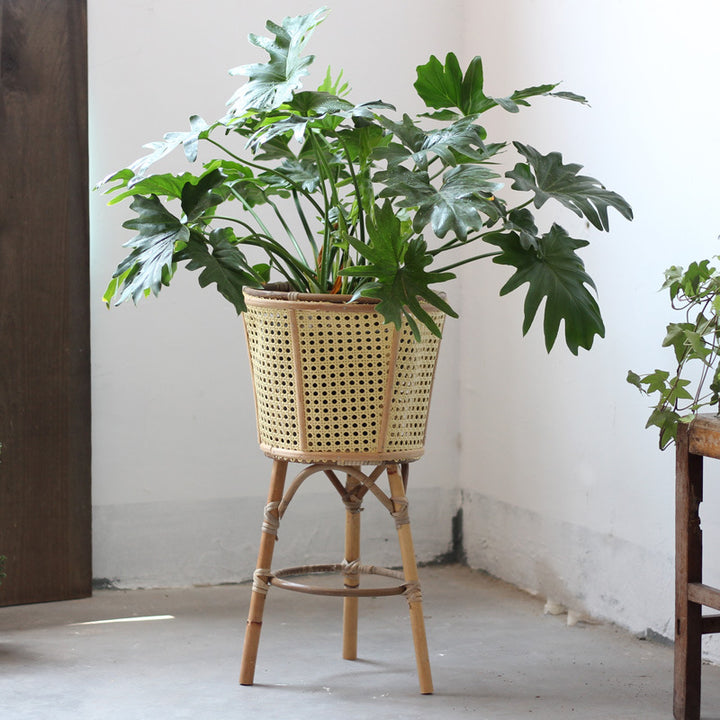 Stylish plant stand made of rattan Stornfield