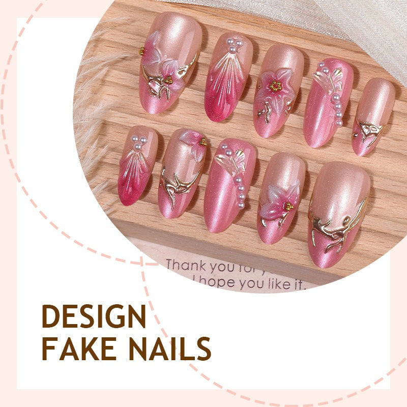 Artificial Nail Set with Floral and Glitter Designs Stornfield