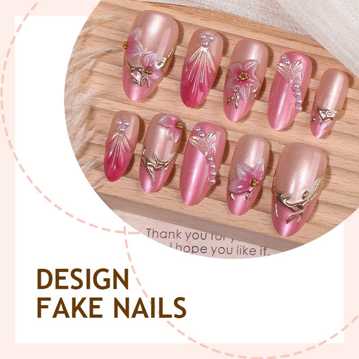 Artificial Nail Set with Floral and Glitter Designs Stornfield