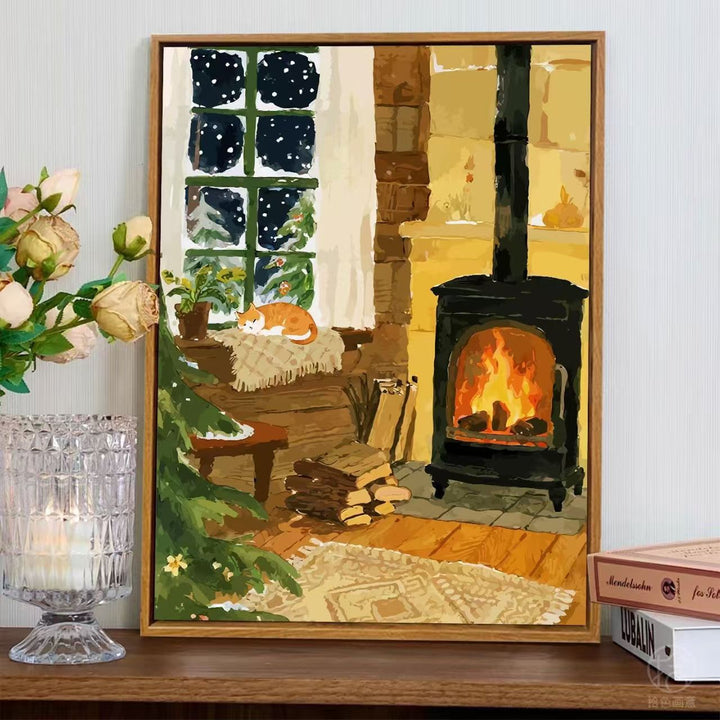 Cozy Fireplace Scene Wall Art Stornfield