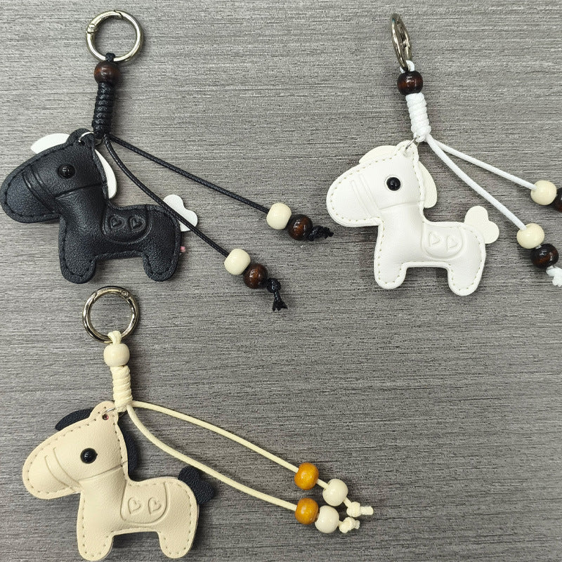Playful Horse Shaped Leather Keychain Stornfield