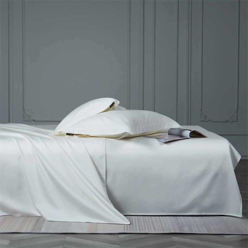 Cooling satin bedding set with anti-wrinkle finish and concealed zipper