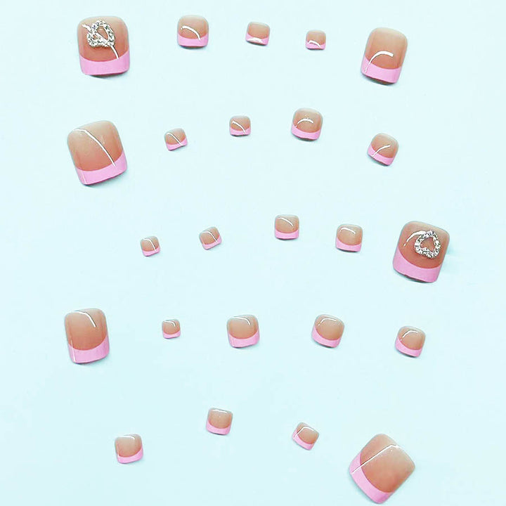 Decorative Heart-Embellished Gel Toe Nail Art Stornfield