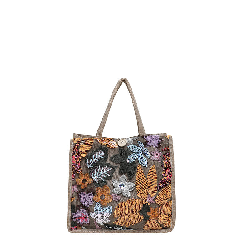 Embroidered Sequined Tote Bag