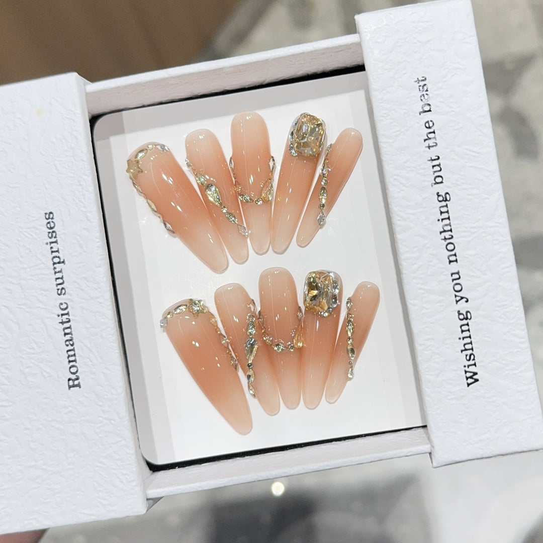 Artificial nails with Romantic Glamour Design Stornfield