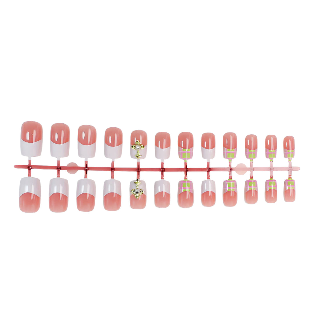 Artificial nail kit with elegant French tips and modern accents Stornfield