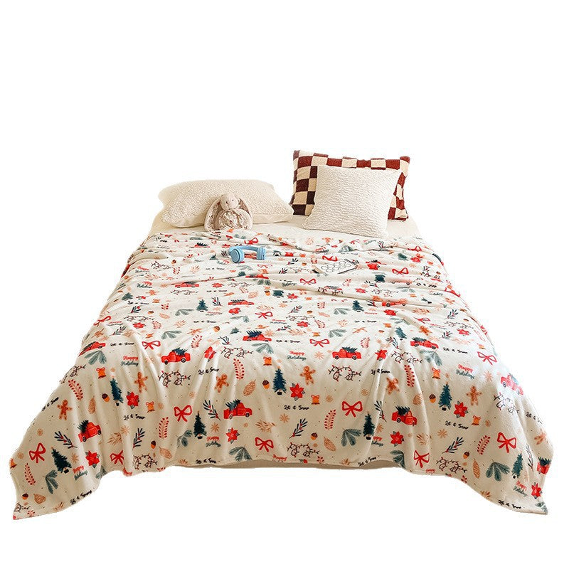 Cozy Holiday-Themed Fleece Throw Blanket