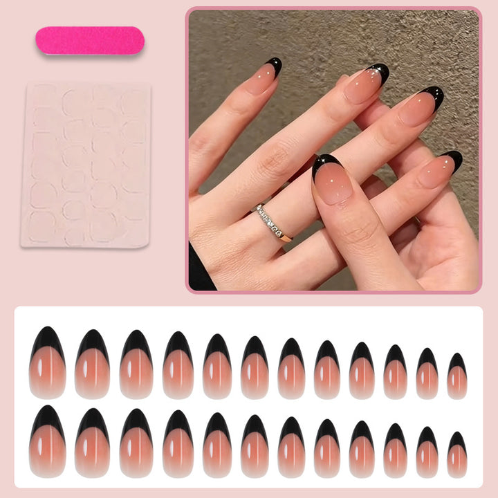 Acrylic nail set with elegant French tip and shimmering accents Stornfield