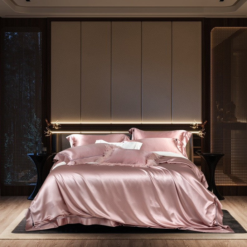 Luxury Mulberry-Silk-Feel Satin Bedding Ensemble