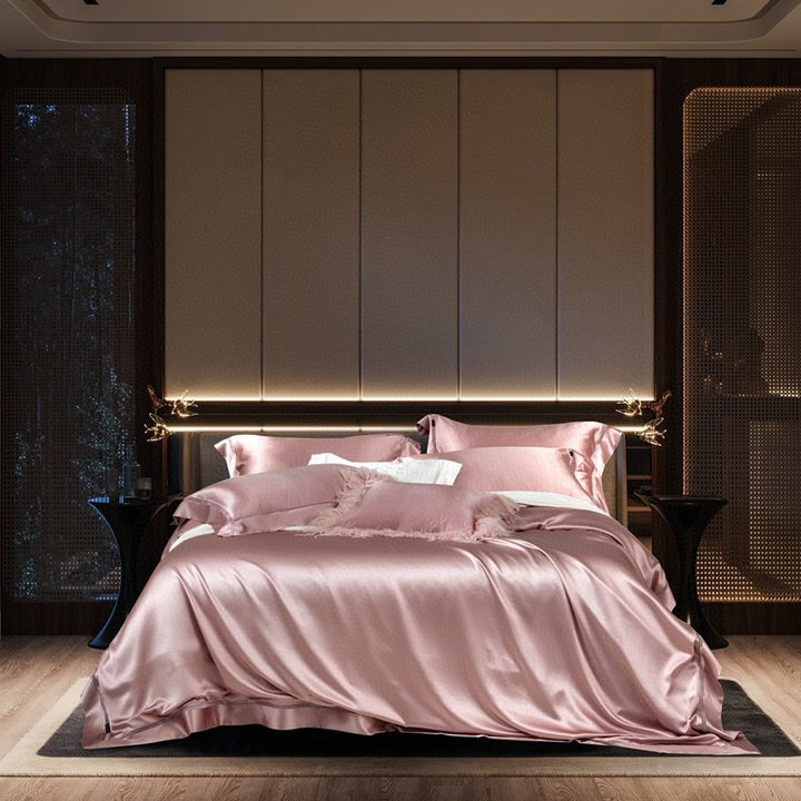 Luxury Mulberry-Silk-Feel Satin Bedding Ensemble