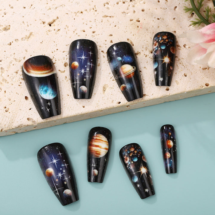 Artificial nails with galactic motifs Stornfield