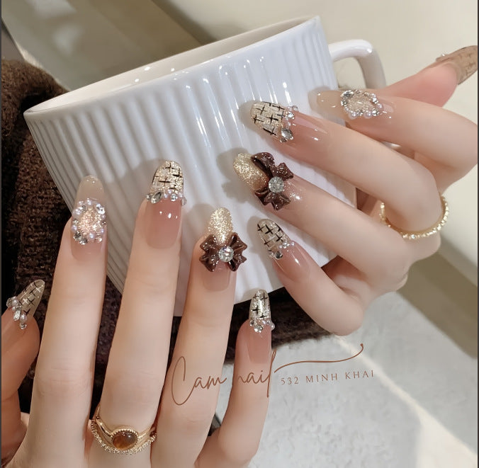 Artistic Almond-Shaped Press-On Nails with Floral Design Stornfield