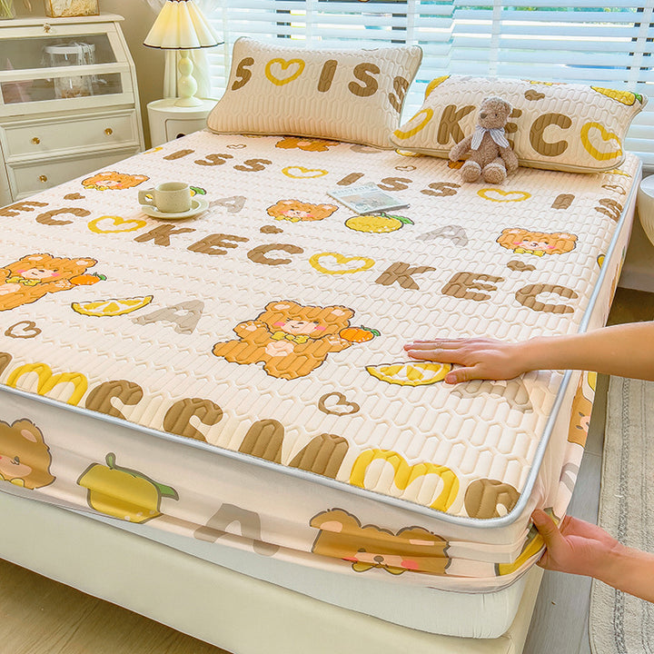 Quilted Floral Pattern Mattress Protector
