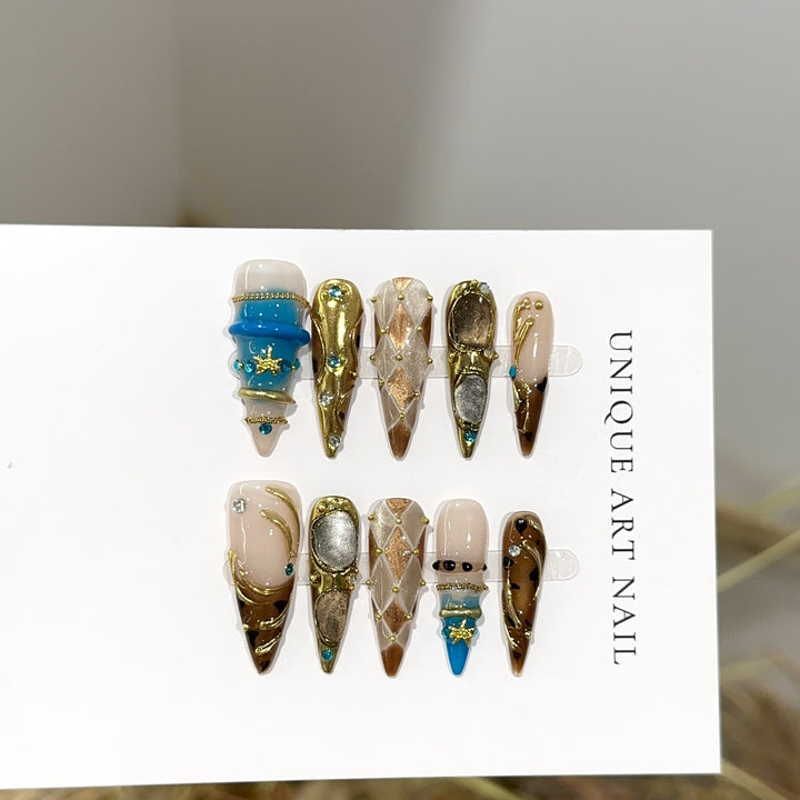 Artistic Long-Stiletto Press-On Nail Set