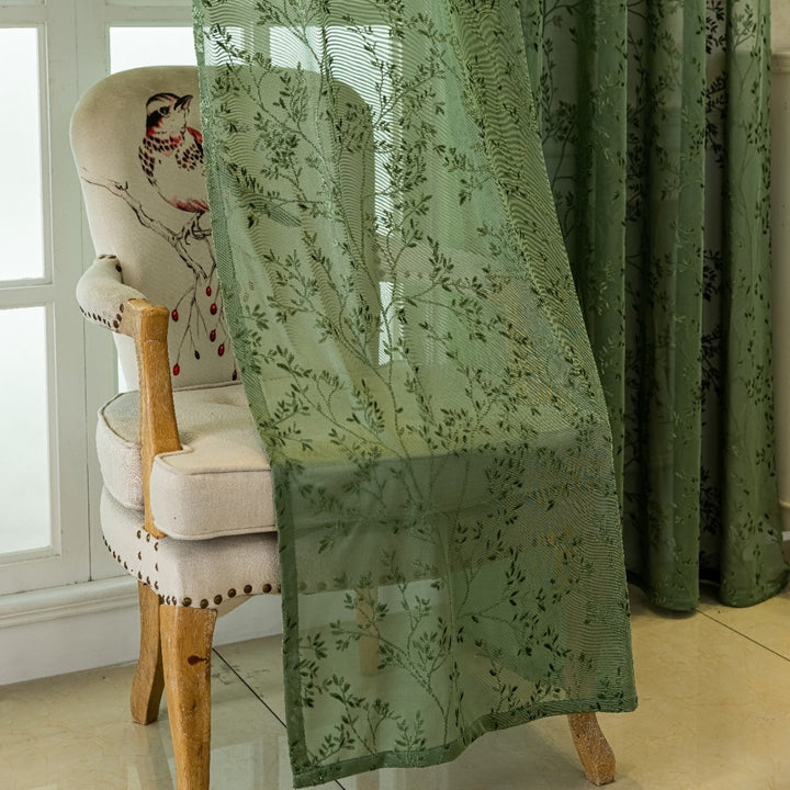 WoFloral Embroidered Sheer Curtain Stornfield