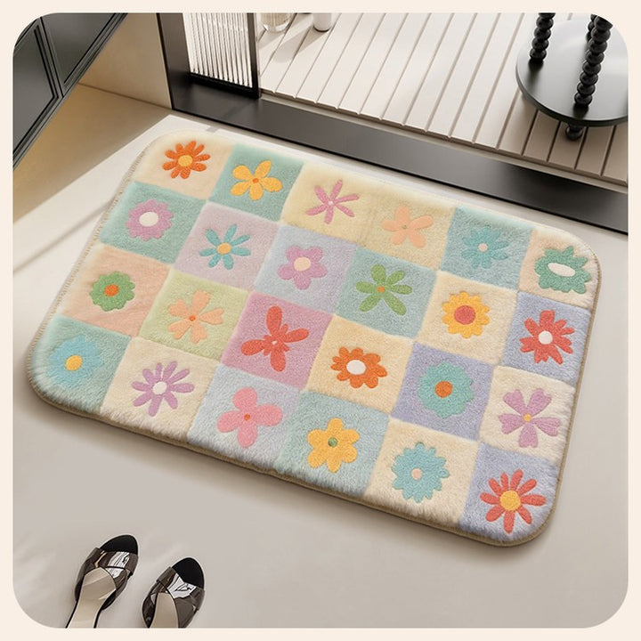 Floral Patterned Soft Bath Mat