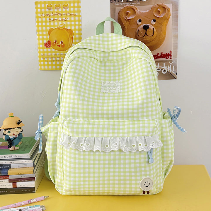 Cute Gingham Print Backpack Stornfield