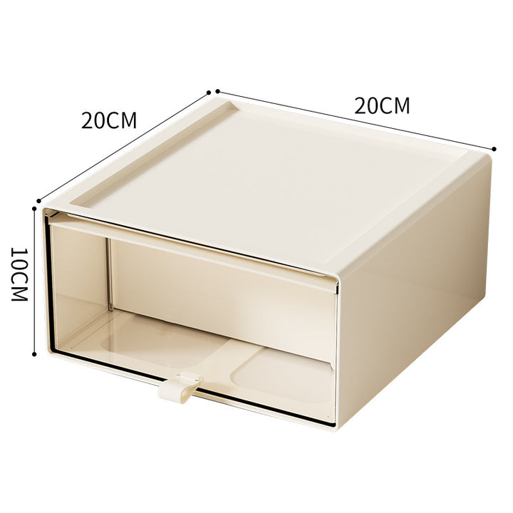 Compact stackable drawer storage box with transparent window