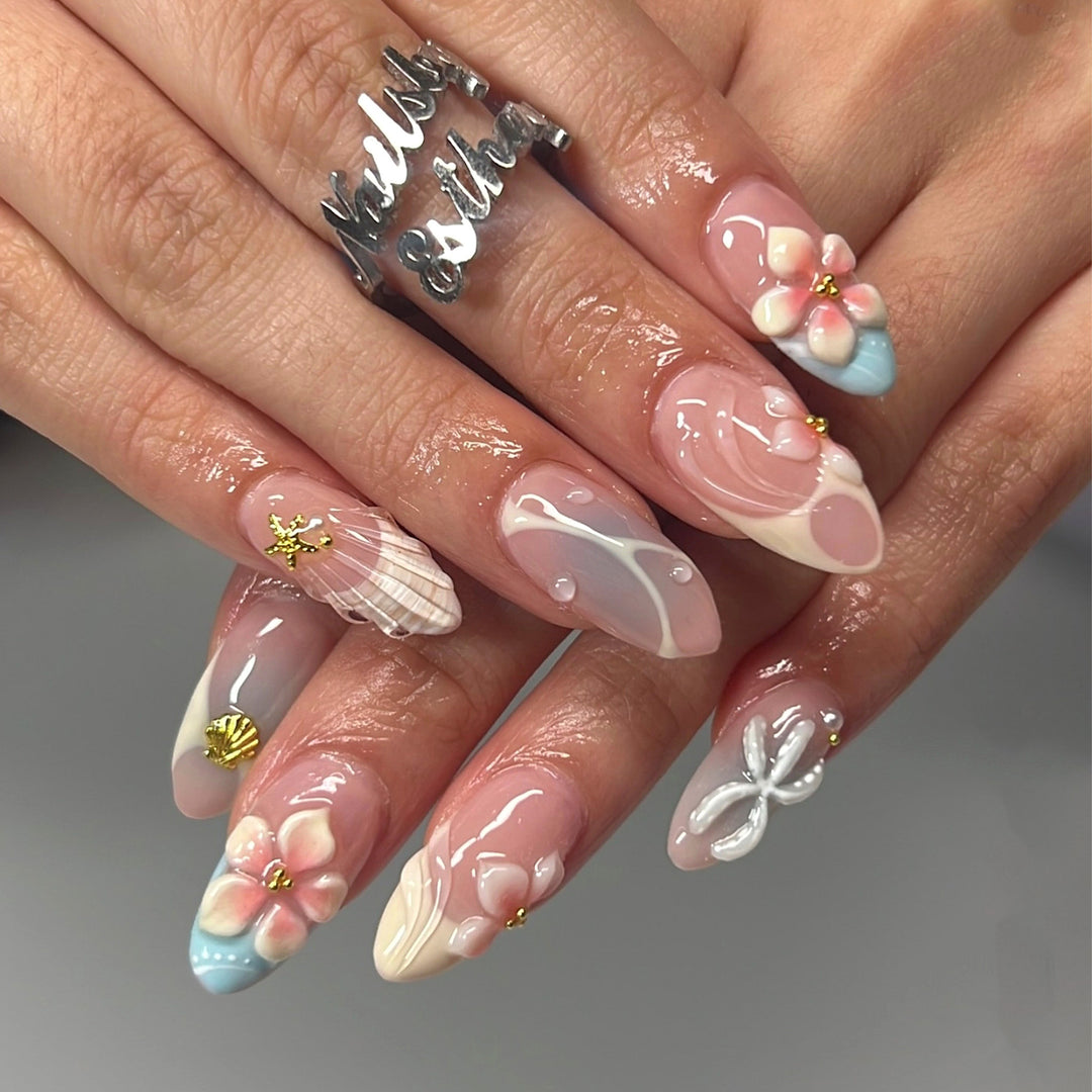 Artistic Floral Embellished Press-On Nail Art Set Stornfield