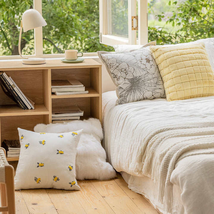 Fluffy decorative pillow with modern patterns