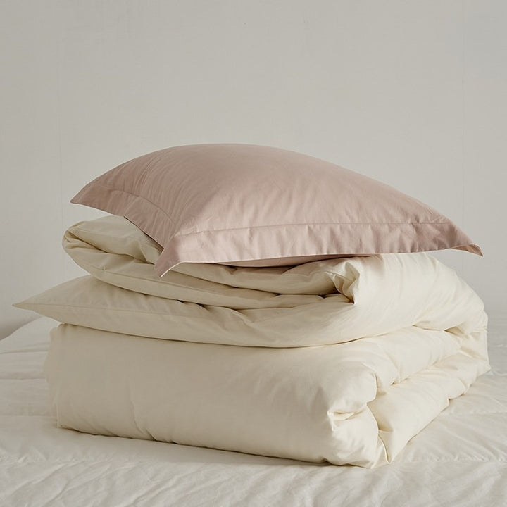 Premium Cotton-Sateen Reversible Duvet Cover and Envelope Pillowcase Set