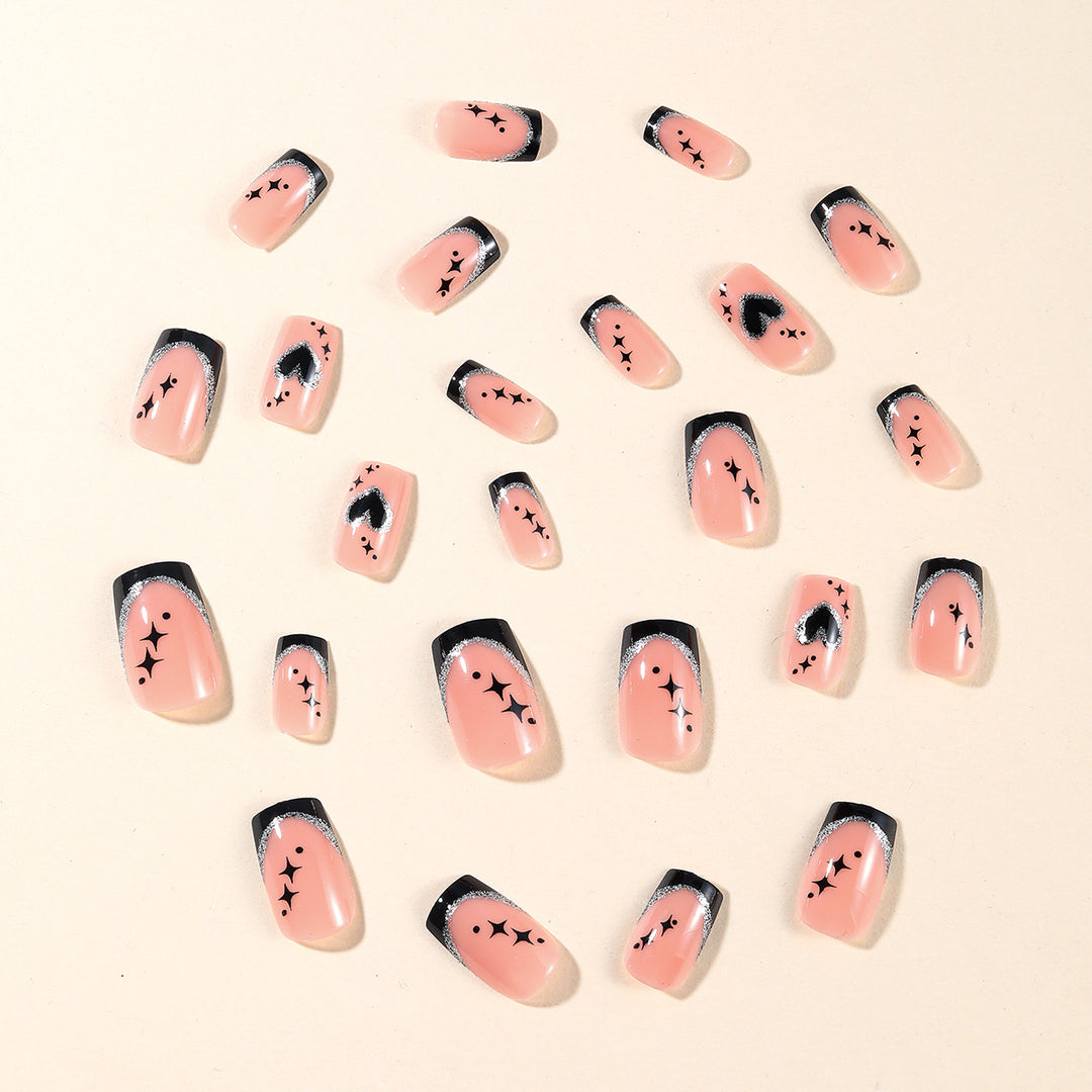 Gothic Heart-Accent Nail Art Extensions Stornfield
