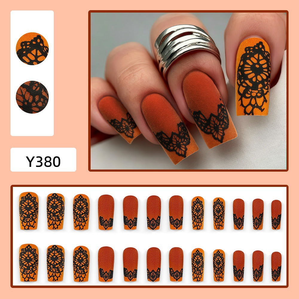 Artificial nails in elegant lace design with matte finish Stornfield