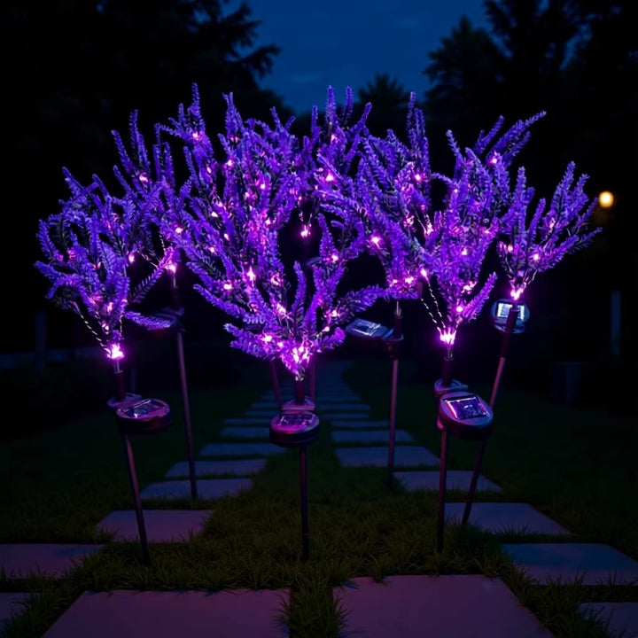 Solar LED Faux Lavender Garden Stake Lights Stornfield