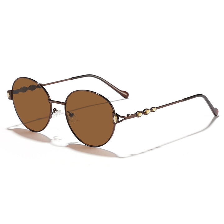 Women round sunglasses with elegant metal frame and mirrored lenses Stornfield