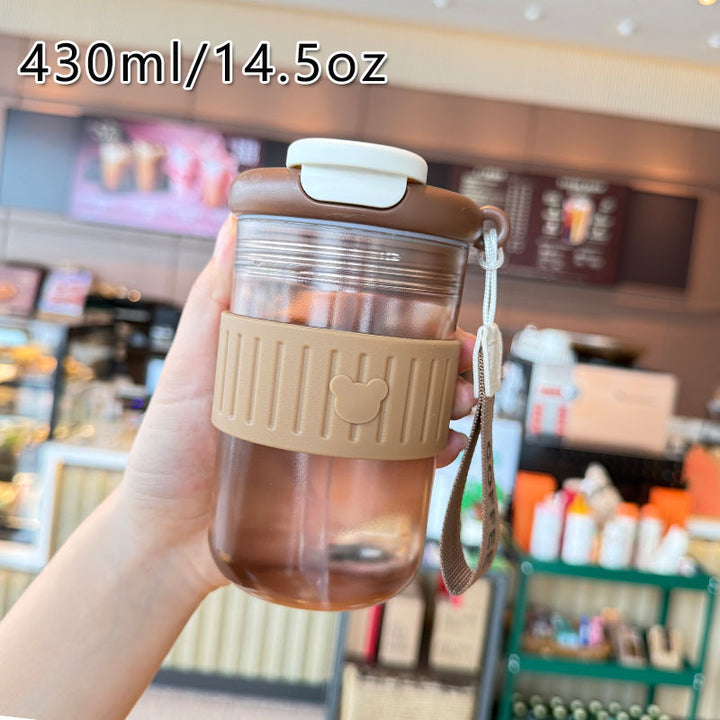 Women insulated drinking bottle with non-slip silicone ring and integrated straw Stornfield