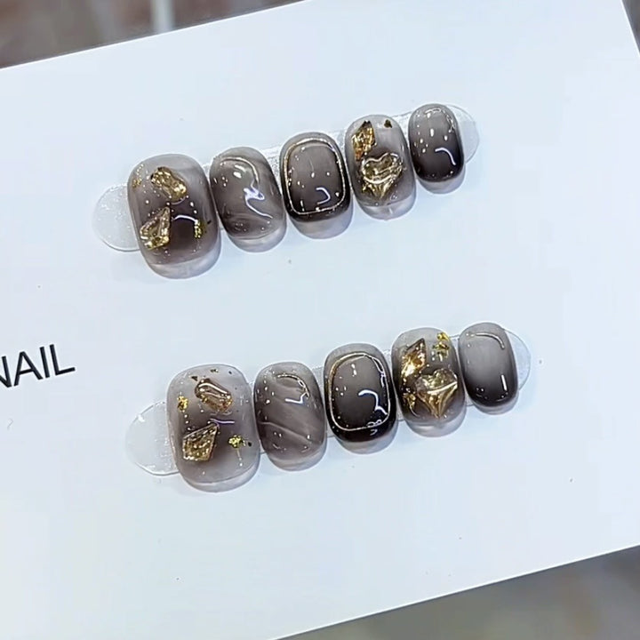 Artistic Marble Effect Press-On Nail Set Stornfield