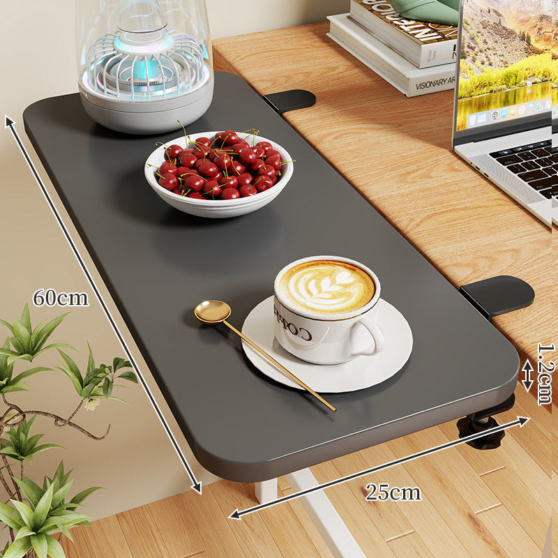 Clamp-On Expandable Desk Side Table Shelf with Wide Smooth Surface and Slim Adjustable Clamp