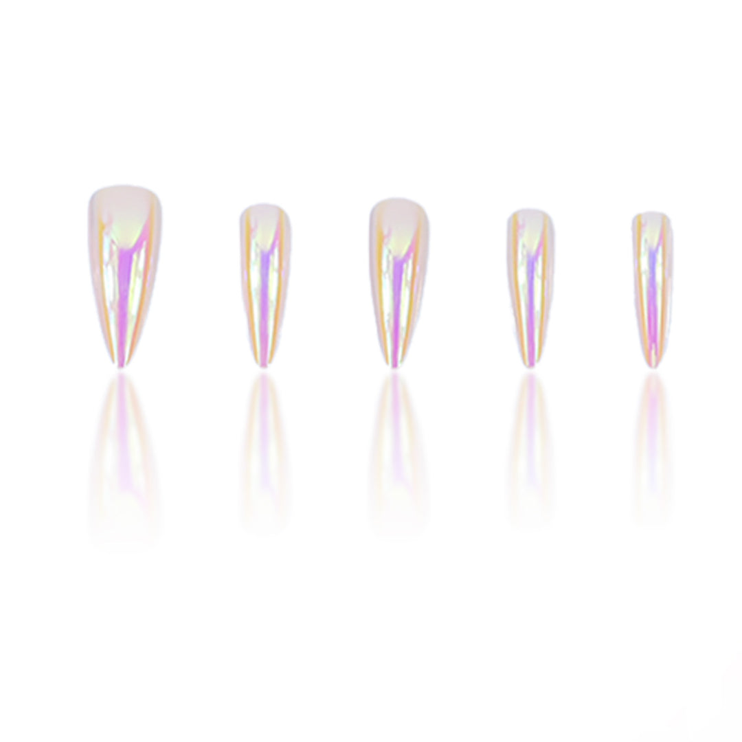Elegant Stiletto Nail Extensions with Iridescent Finish