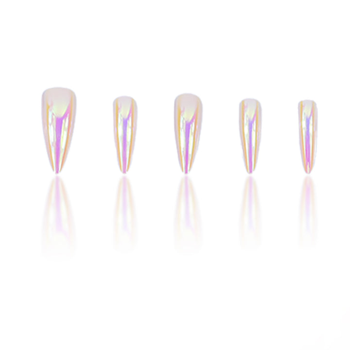 Elegant Stiletto Nail Extensions with Iridescent Finish