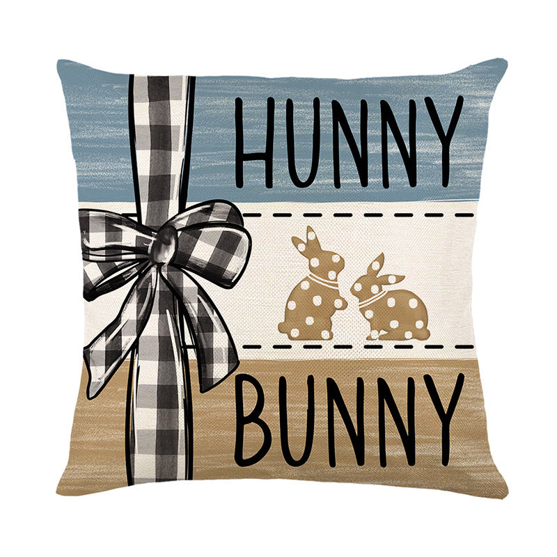 Decorative Linen Easter Bunny Truck Cushion Cover