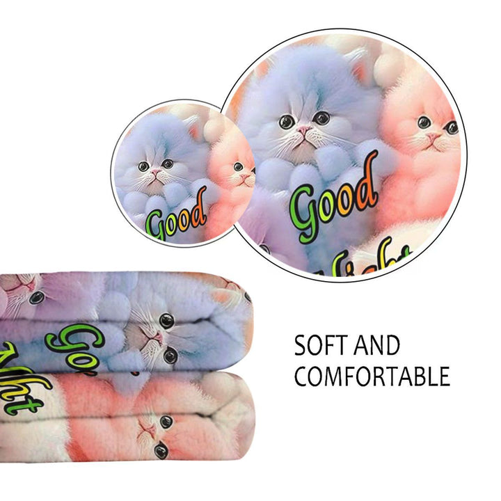 Plush Cat-Themed Fleece Blanket