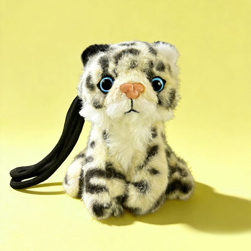 Plush Snow Leopard Bag Charm with Soft Faux-Fur and Detachable Strap Stornfield