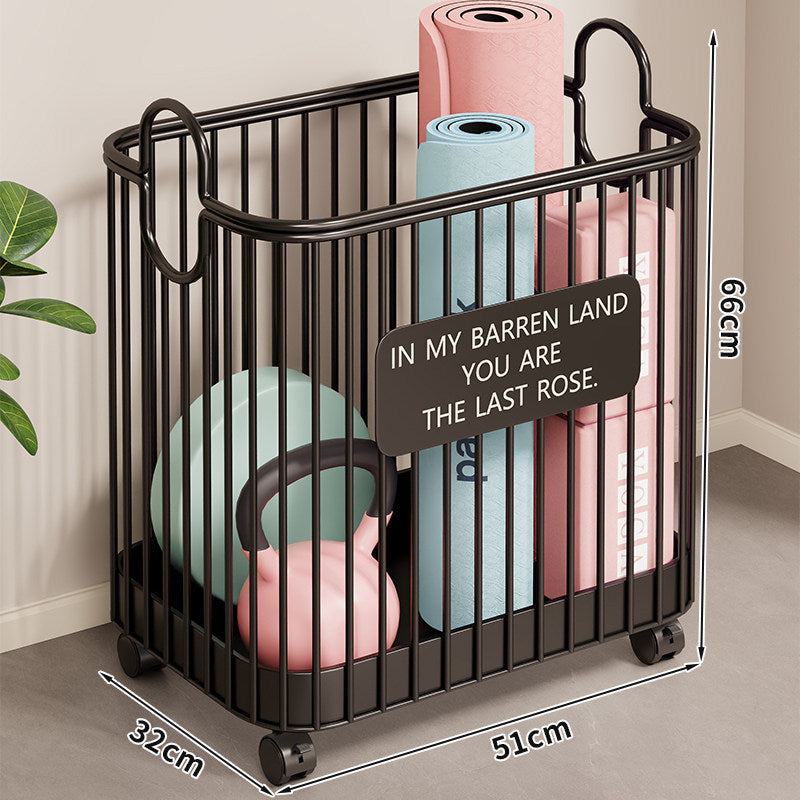Vertical Rolling Home Storage Cart for Yoga Mats Kettlebells and Fitness Gear