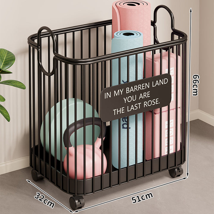 Vertical Rolling Home Storage Cart for Yoga Mats Kettlebells and Fitness Gear