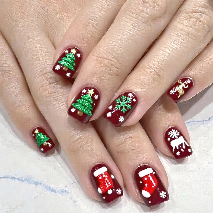 Festively Themed Press-On Nail Art Set Stornfield