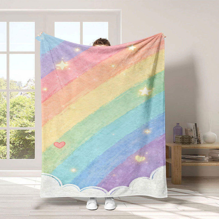 Cozy Rainbow-Themed Fleece Throw Blanket