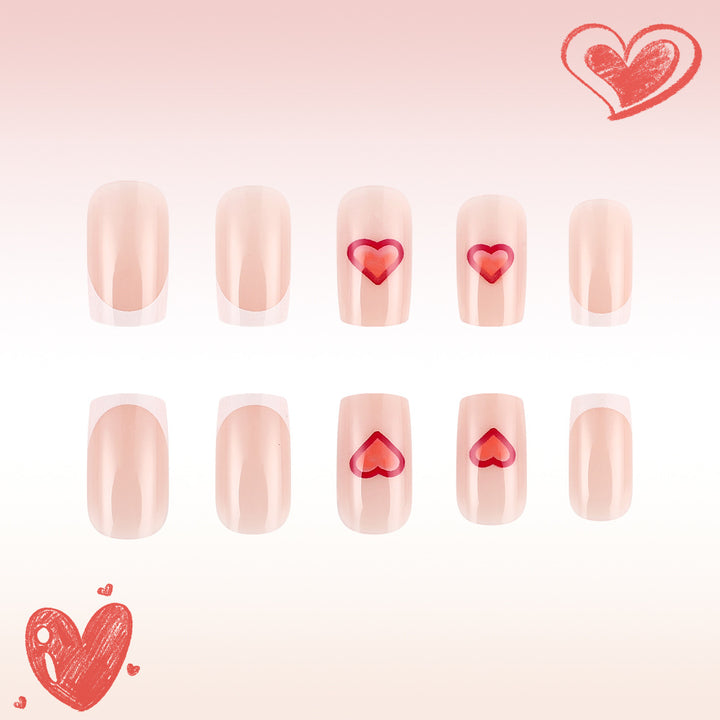 Heart-Decorated Press-On Nail Art Stornfield 1787543036