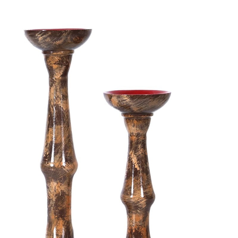 Elegant Decorative Wooden Candle Holder Set