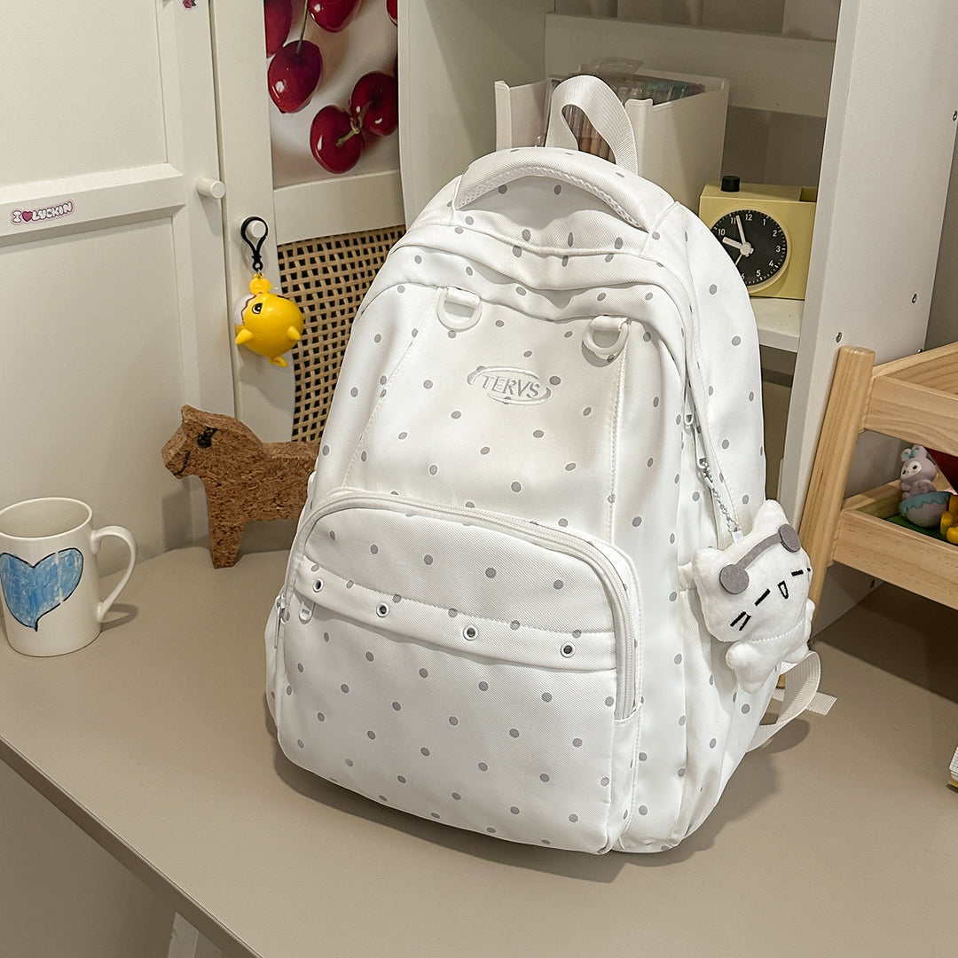 Polka Dot Print Backpack with Accessories Stornfield