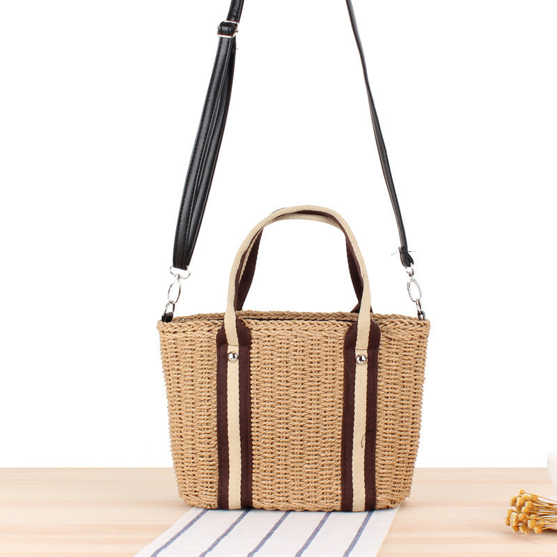 Handbag Made of Braided Natural Material with Removable Leather Strap Stornfield