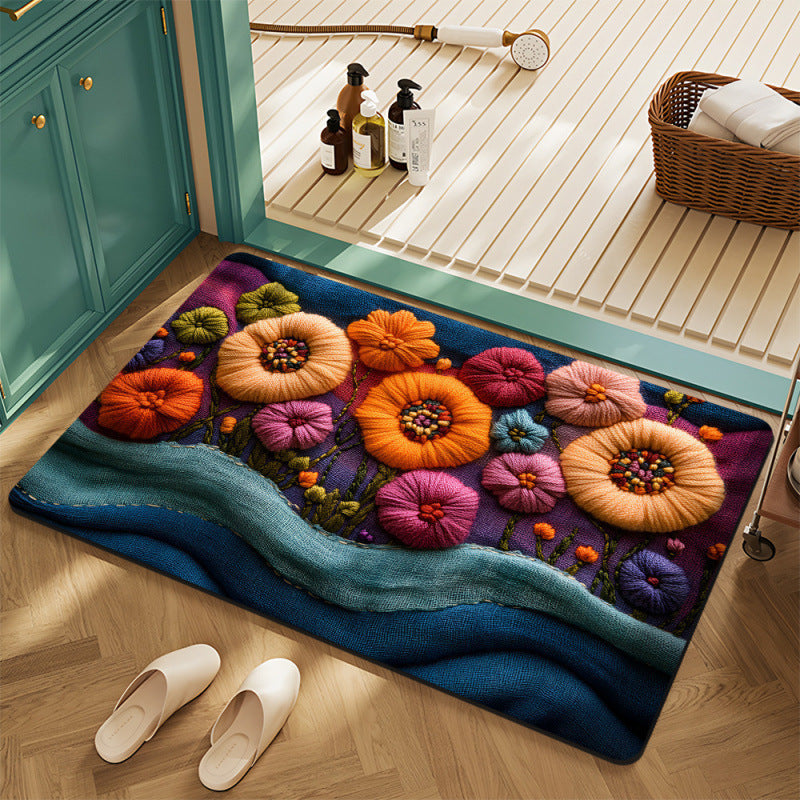 Floral Motif Bath Mat Stornfield