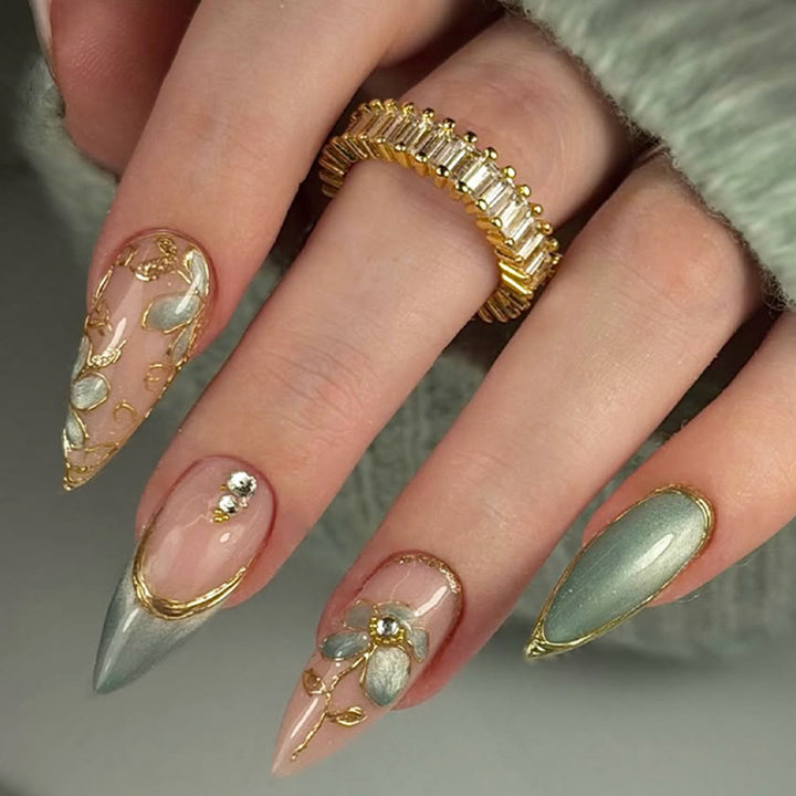 Decorative Floral Art Press-On Nail Set Stornfield